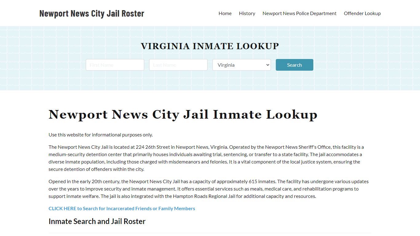 Newport News City Jail, VA Inmate Search, Jail Roster, Bookings