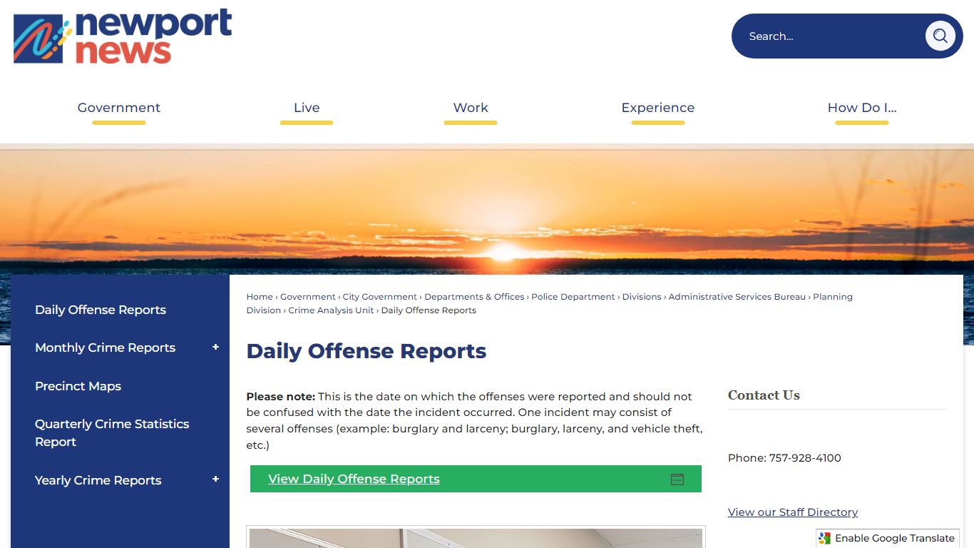 Daily Offense Reports - Newport News, VA - Official Website