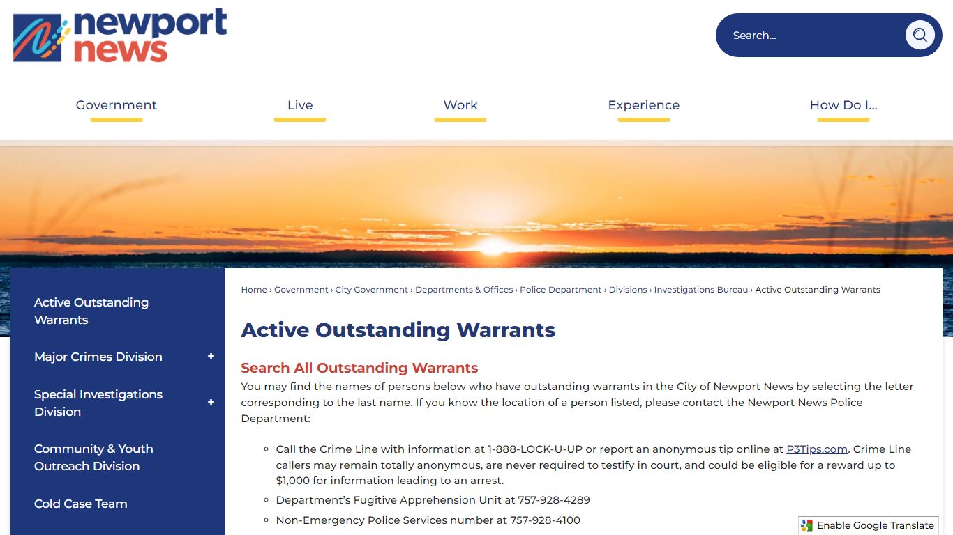 Active Outstanding Warrants - Newport News, VA - Official Website