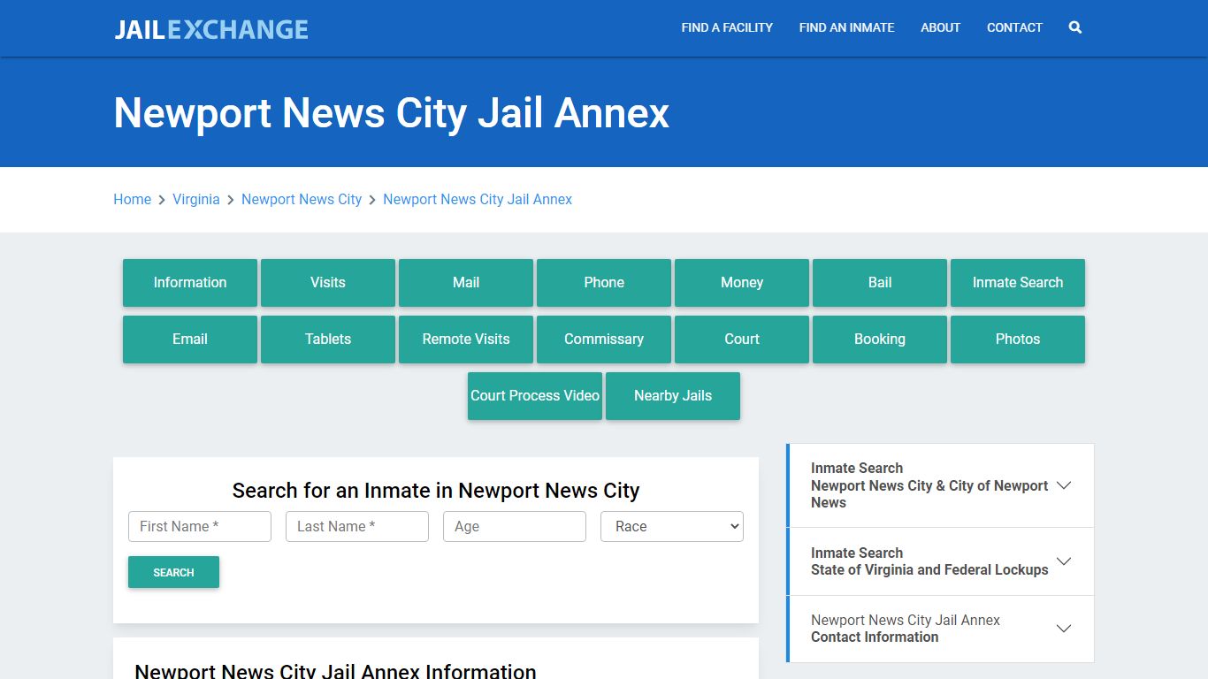 Newport News City Jail Annex Roster Lookup, VA, Inmate Search