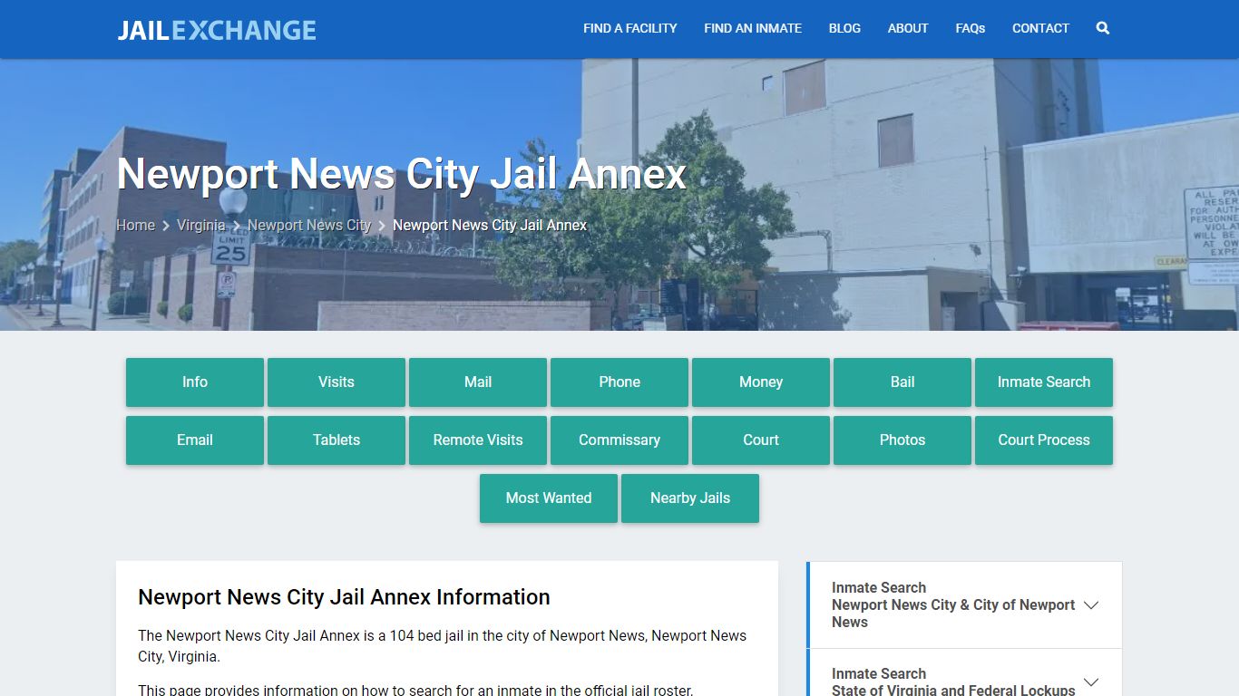 Newport News City Jail Annex, VA Inmate Search, Information