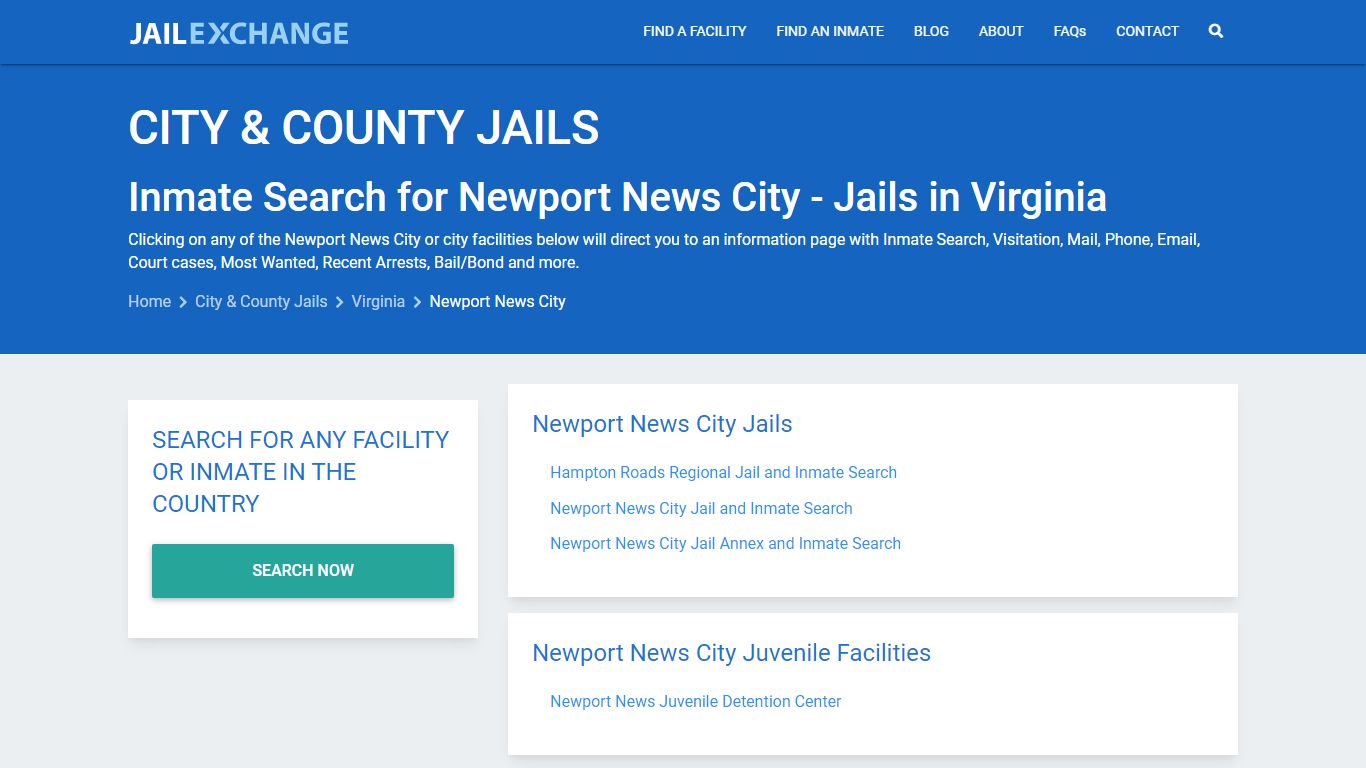 Inmate Search for Newport News City | Jails in Virginia - Jail Exchange